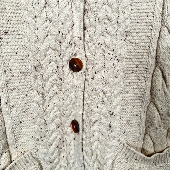 J Jill cozy cable knit long cardigan flecked cotton blend pockets size S - Picture 9 of 10